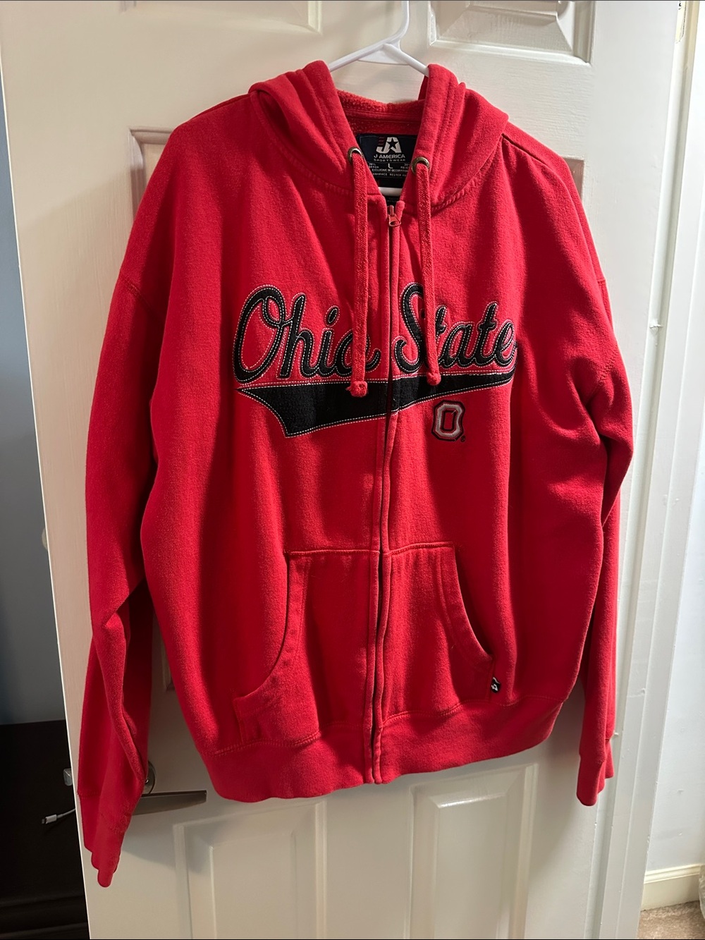 J. America Red Full-Zip Fleece Hoodie Jacket